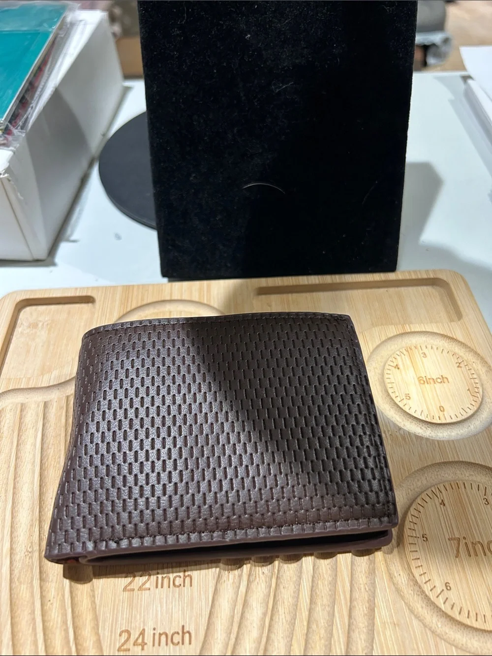 Men's Brown Woven Leather Bifold Wallet